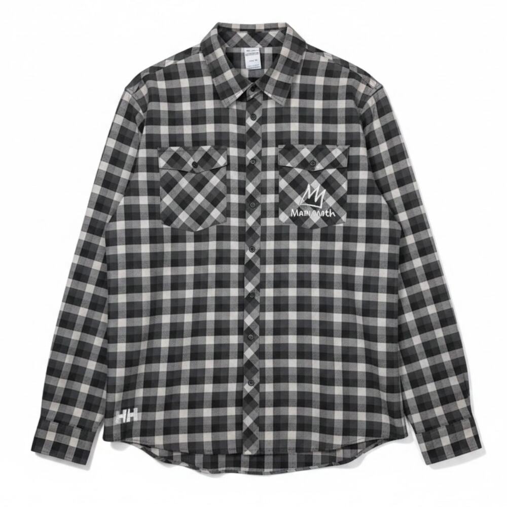 Helly Hansen Gray Plaid Flannel Mammoth Mountain Men's XL Shirt Ski Snowboard